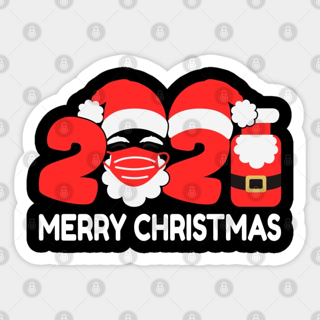 Santa Claus Vaccinated 2021, Funny Merry Christmas In Mask Xmas Pajamas Sticker by Printofi.com